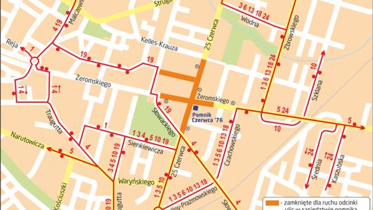 25 czerwca wieczorem objazdy