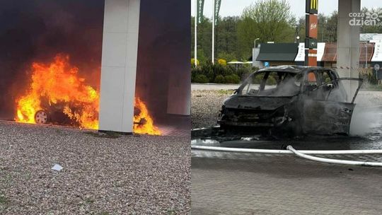 Auto zapaliło się w trakcie jazdy. Pojazd doszczętnie spłonął