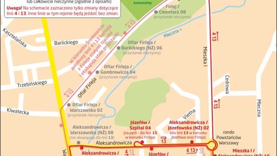 Autobusy nr 4 i 13 w weekend częściej