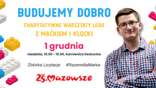 "Budujemy dobro" – charytatywne warsztaty LEGO z Maćkiem i Klocki w Kamienicy Deskurów 