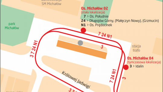 Czasowe zmiany w komunikacji na pętli os. Michałów