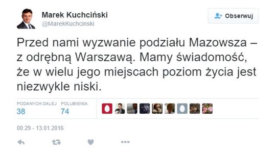 Czy wydzielą Warszawę z Mazowsza