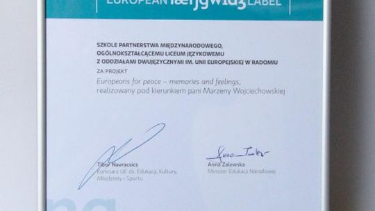 Europejski certyfikat dla Liceum Językowego