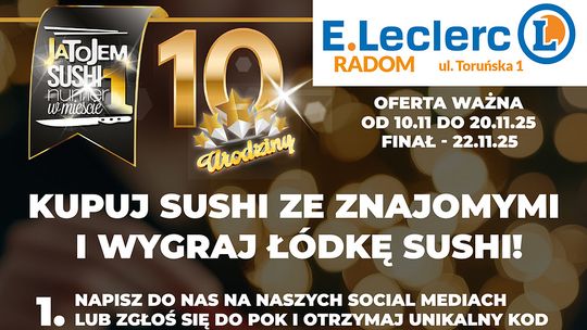 JaToJemSushi – 10 lat pełnych pasji i smaku! Świętuj z E.Leclerc Radom i zgarnij wyjątkowe nagrody!