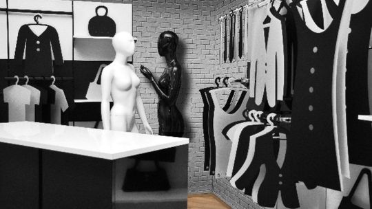 Klasyczne wyposażenie sklepu odzieżowego