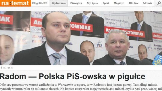 Kolejny negatywny artykuł o Radomiu w ogólnopolskich mediach