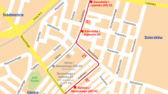 Linia 24. Objazd ul. Górnej