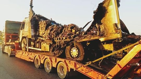 Nowy Gózd. Pożar ciężarówki z nabiałem