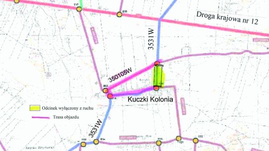 Objazd dla drogi Kuczki-Kazimierówka-Skaryszew