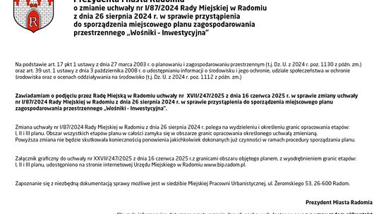 OGŁOSZENIE Prezydenta Miasta Radomia