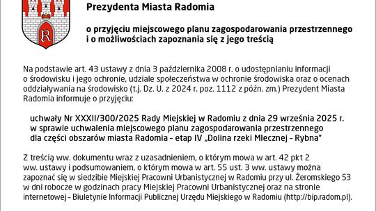 OGŁOSZENIE Prezydenta Miasta Radomia