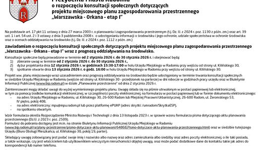 OGŁOSZENIE Prezydenta Miasta Radomia