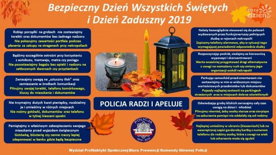 Policja ostrzega jak dbać o bezpieczeństwo podczas Wszystkich Świętych