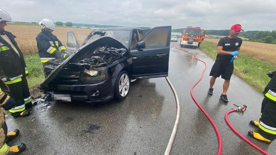 Pożar samochodu w Domaniowie