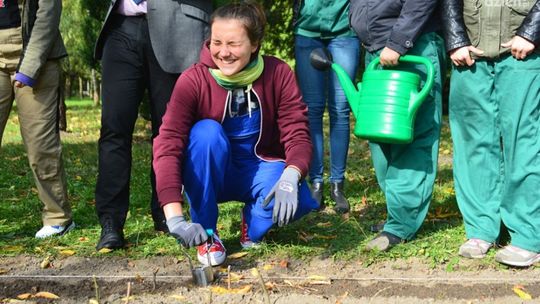 Prezydent z uczniami sadził żonkile