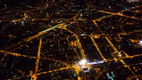 Radom. Noc sylwestrowa z lotu ptaka