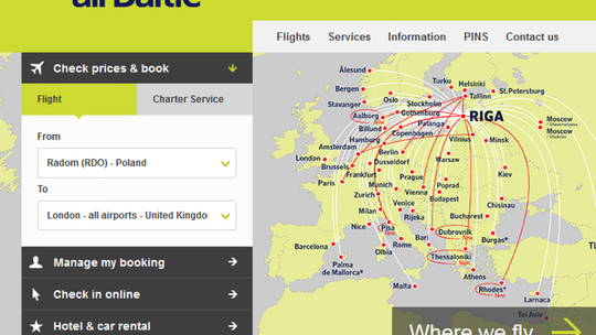 Rezerwacja biletów na airbaltic.com już działa