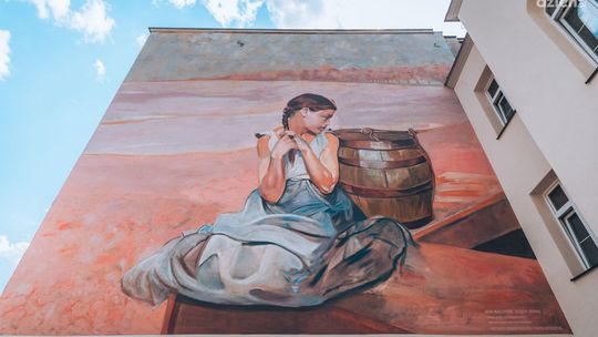 Rzutnik, rusztowanie, detal. Murale to wyzwanie