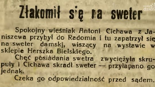 SPOKOJNY WIEŚNIAK SPRAWCĄ KRADZIEŻY SWETRA!
