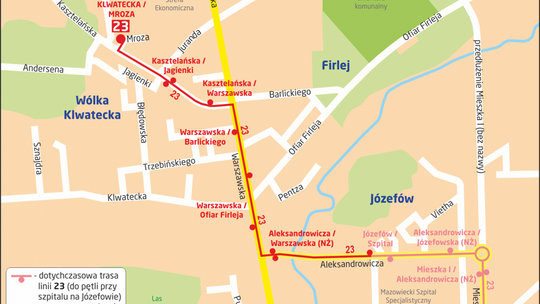 Trasa linii 23 wydłużona do ul. Mroza