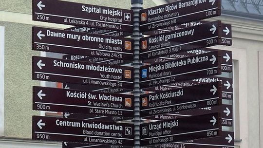 Turystyczne drogowskazy pojawiły się w Radomiu. Wskazują drogę do atrakcji turystycznych i miejsc publicznych
