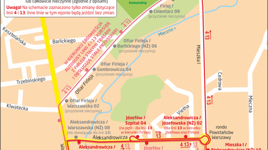 Uwaga. Przy cmentarzu będą objazdy