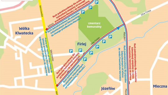 Wszystkich Świętych. Mapa dojazdu na Firlej
