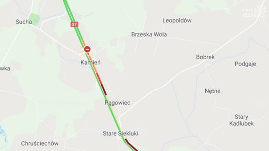 Wypadek na S7. Kilkukilometrowy korek