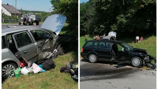 Wypadek w Krzyżanowicach. Są poszkodowani (Zdjęcia)