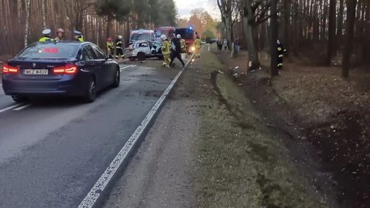 Wypadek w Maciejowicach. Droga zablokowana