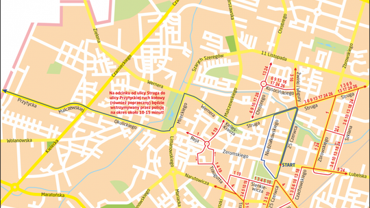 Wyścig kolarski. Objazdy [MAPKI]