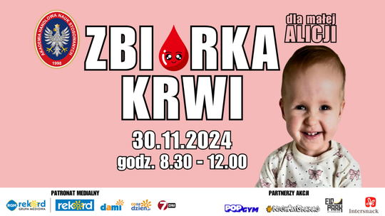 Zbiórka krwi dla małej Alicji