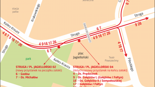 Zmiany przystanków przy ul. Struga