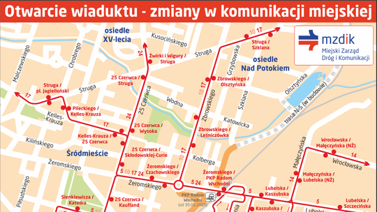 Zmiany w komunikacji miejskiej w rejonie wiaduktu już od 28 czerwca