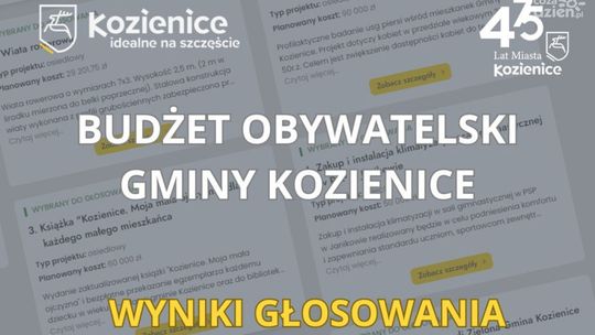 Znamy wyniki Budżetu Obywatelskiego Gminy Kozienice