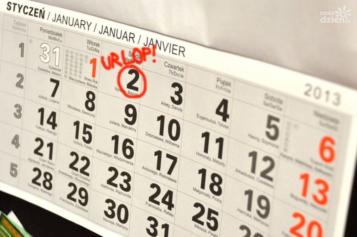 114 dni wolnych  w 2013 roku. Planujemy długie weekendy