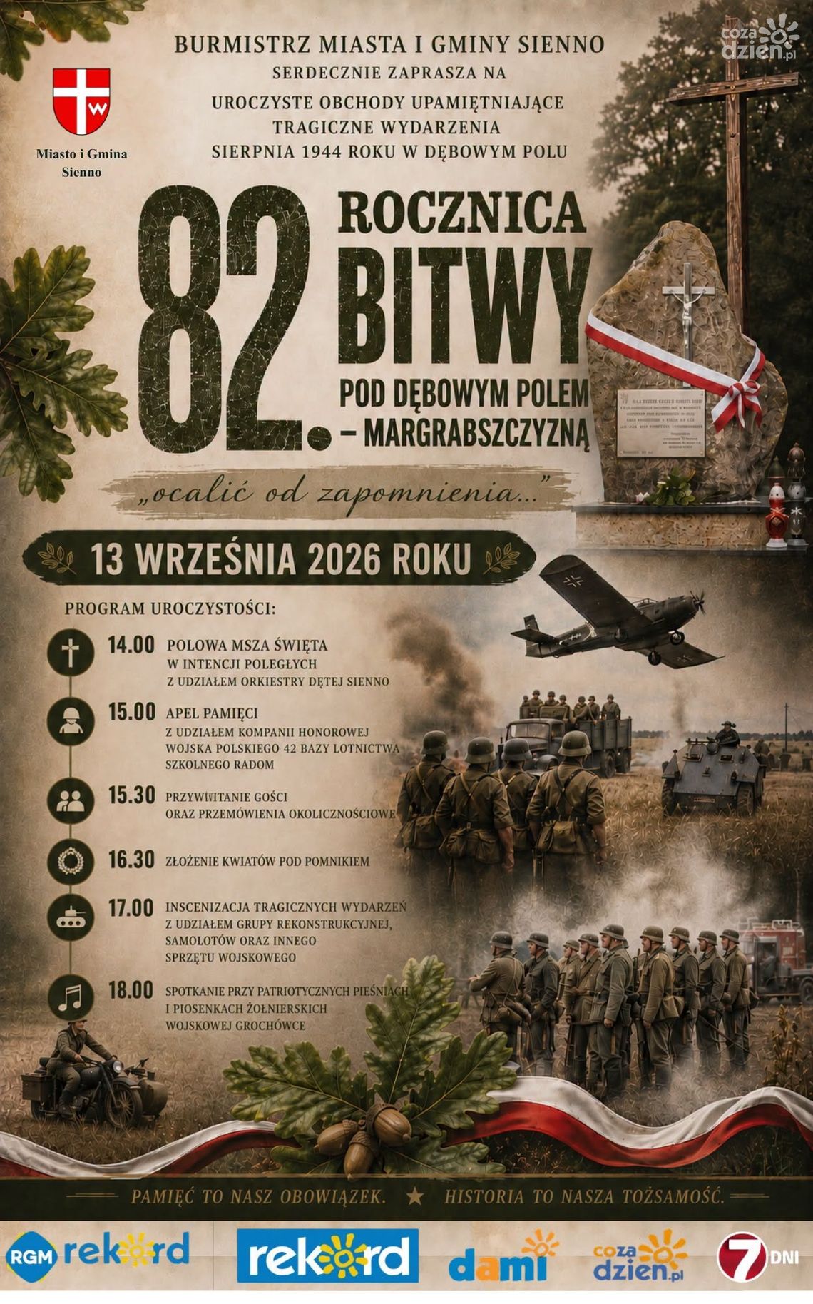 82. rocznica bitwy pod Dębowym Polem. W Siennie uczczą pamięć tragicznych wydarzeń 82. rocznica bitwy pod Dębowym Polem. W Siennie uczczą pamięć tragicznych wydarzeń