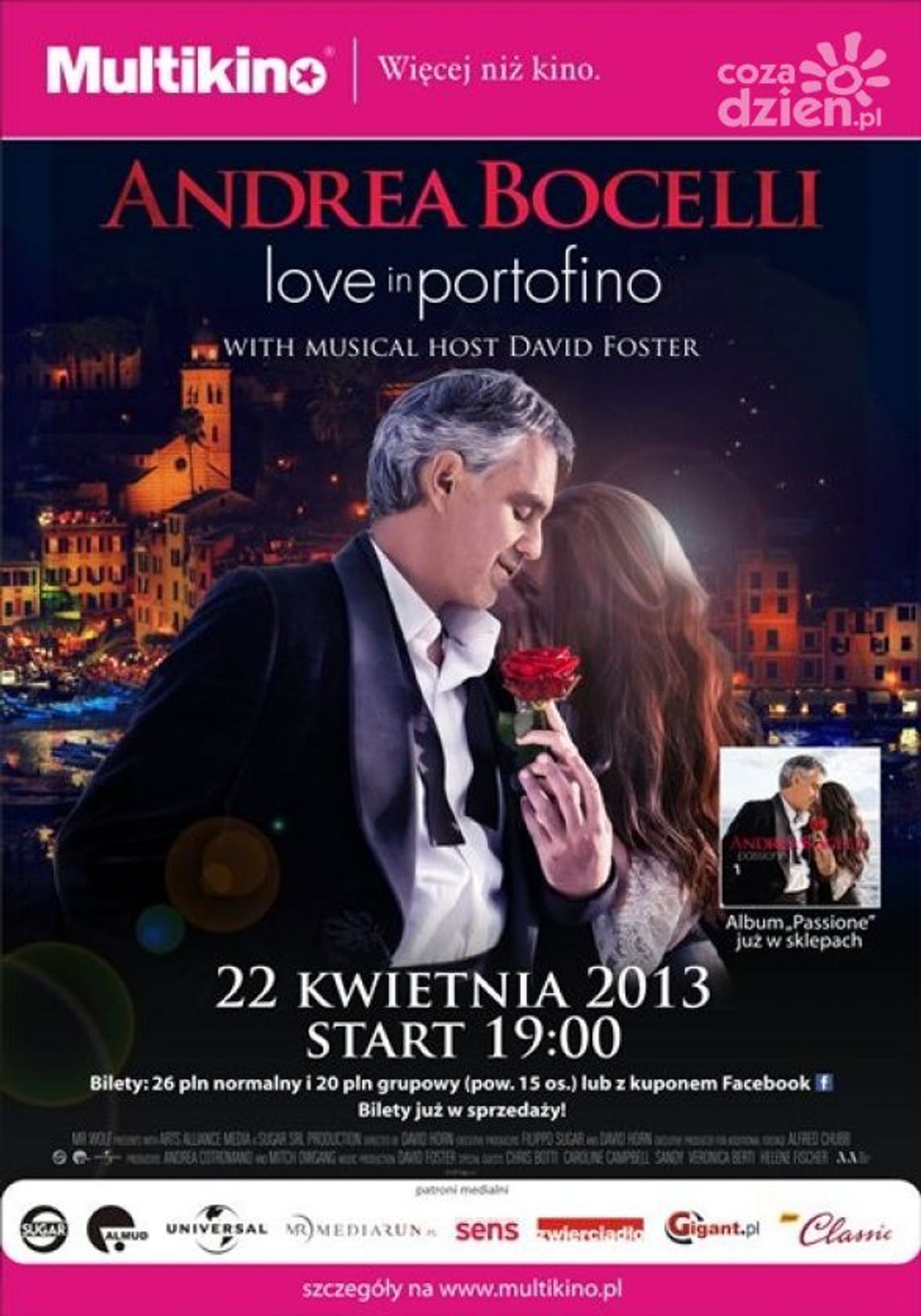 Andrea Bocelli „Love In Portofino” w MULTIKINIE Andrea Bocelli „Love In Portofino” w MULTIKINIE