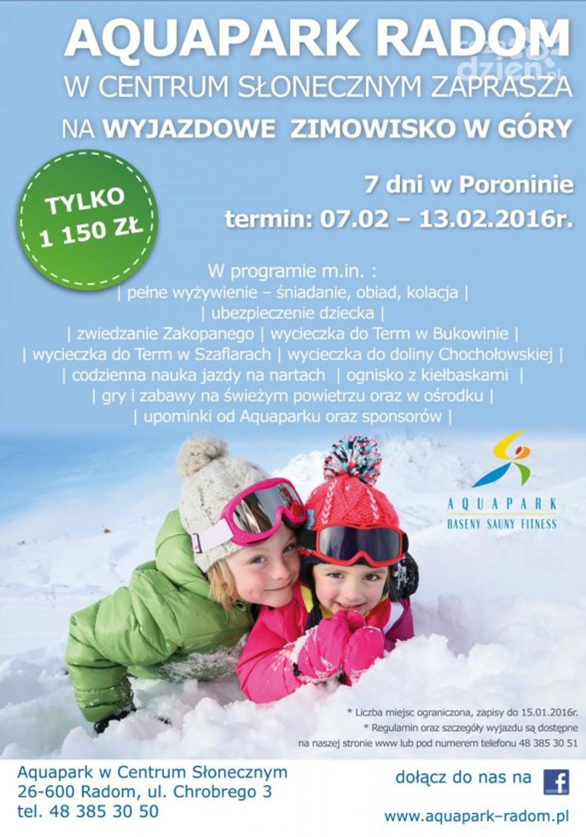 Aquapark Radom zaprasza na wyjazdowe zimowisko