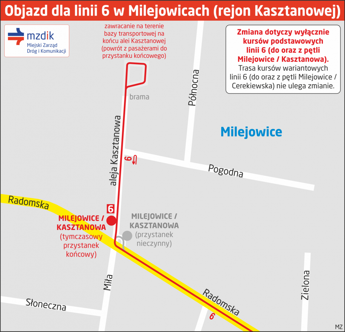 Autobusy linii 6 pojadą objazdem