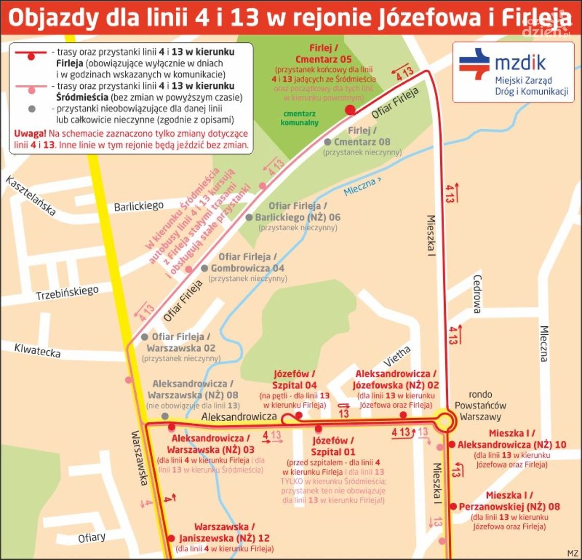Autobusy nr 4 i 13 w weekend częściej