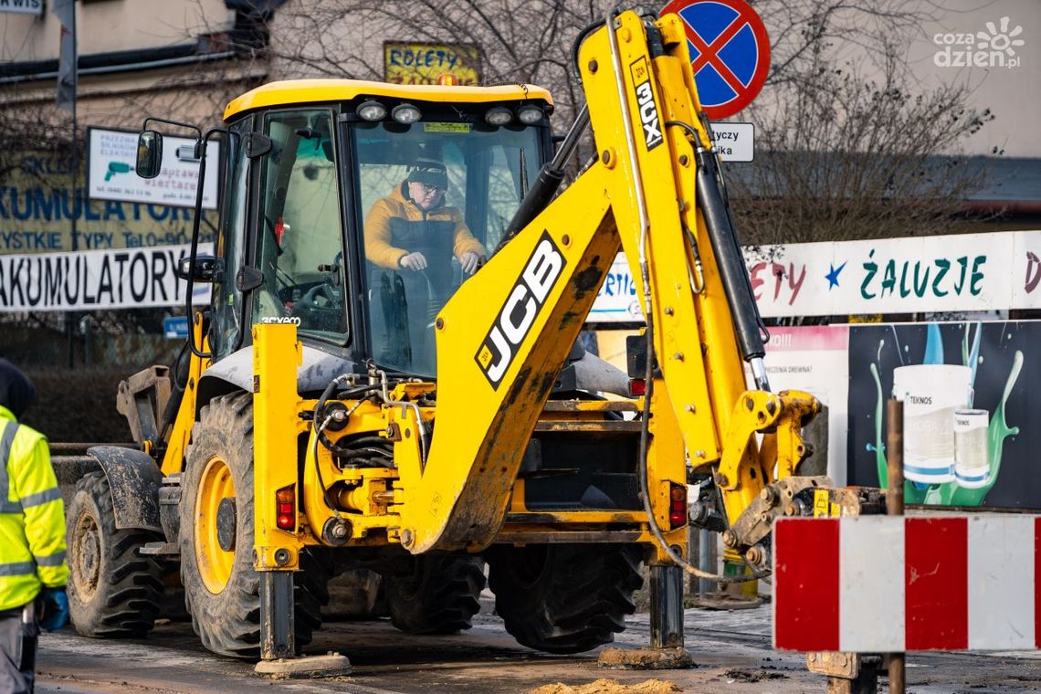 Awaria rury w śródmieściu 
