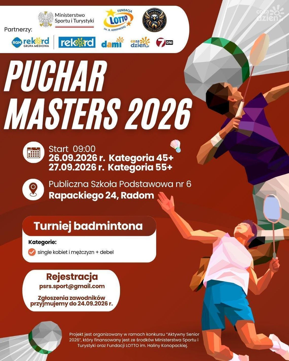 Badminton to twoja pasja?! Zgłoś się i zagraj w Pucharze Masters 2026 Badminton to twoja pasja?! Zgłoś się i zagraj w Pucharze Masters 2026