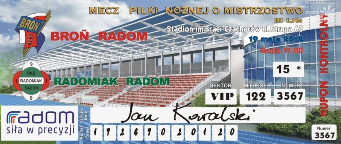 Bilety dla Broni już od dziś