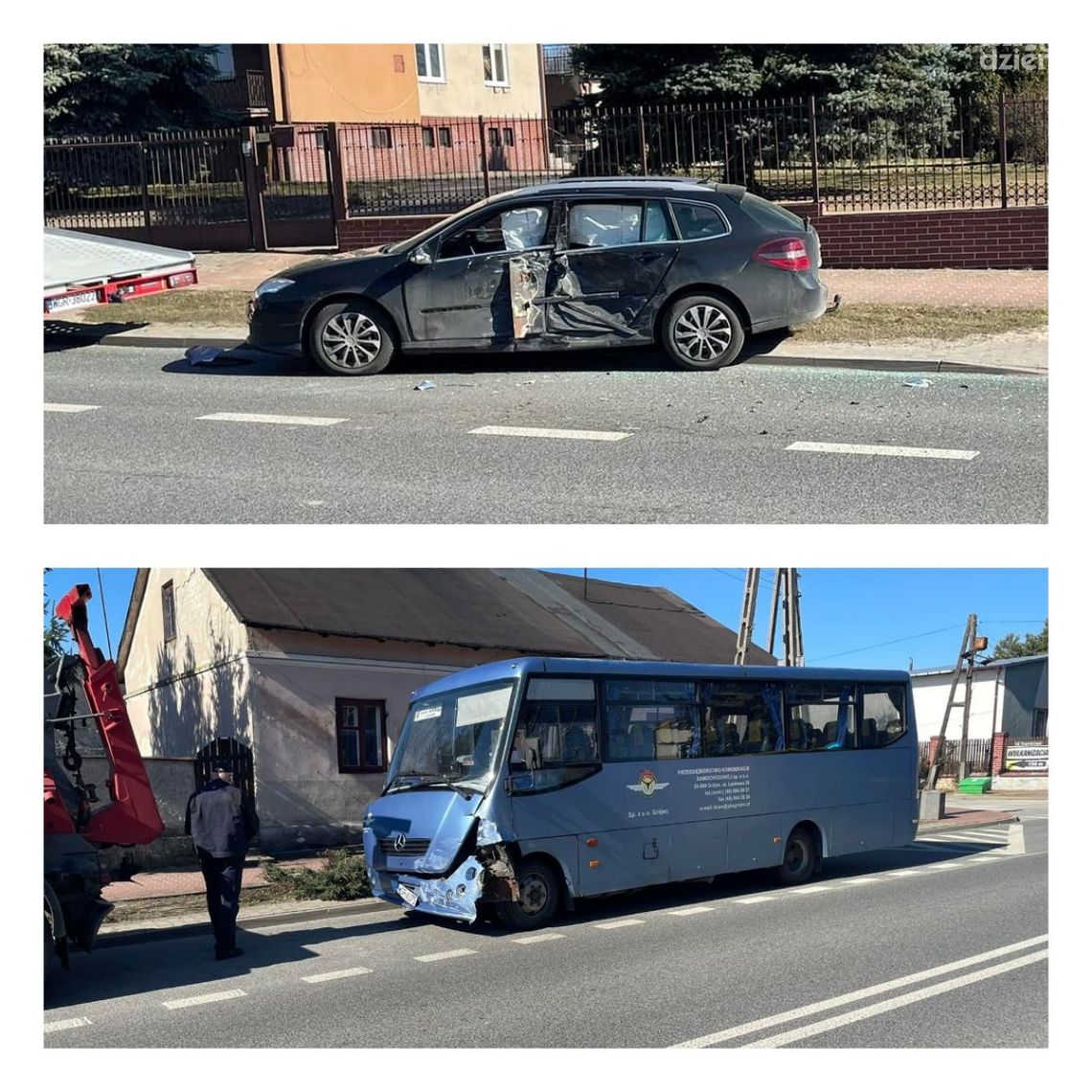 Błędów. Osobówka zderzyła się z autobusem