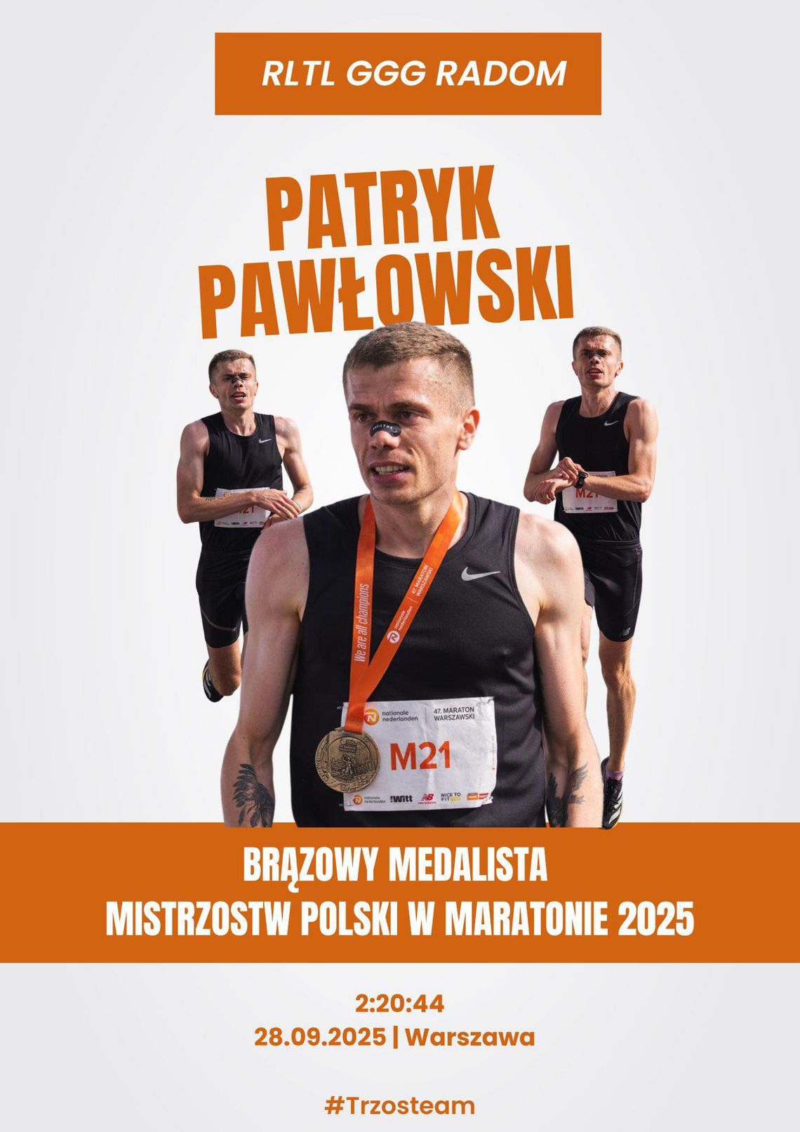 Brązowy medal Patryka Pawłowskiego w mistrzostwach Polski w maratonie Brązowy medal Patryka Pawłowskiego w mistrzostwach Polski w maratonie
