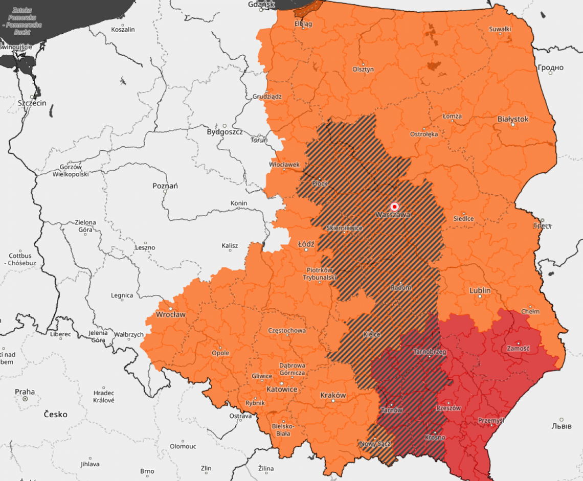 Burze z gradem. Ostrzeżenia drugiego stopnia!