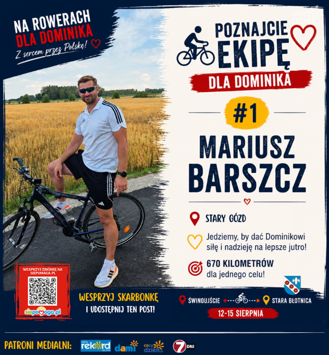 Charytatywny rajd „Na rowerach dla Dominika. Z sercem przez Polskę” Charytatywny rajd „Na rowerach dla Dominika. Z sercem przez Polskę”