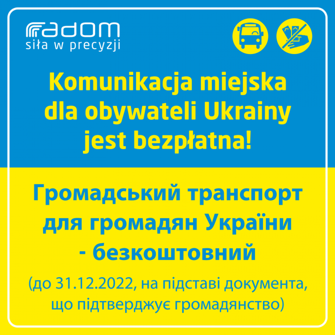 Darmowa komunikacja dla Ukraińców Darmowa komunikacja dla Ukraińców