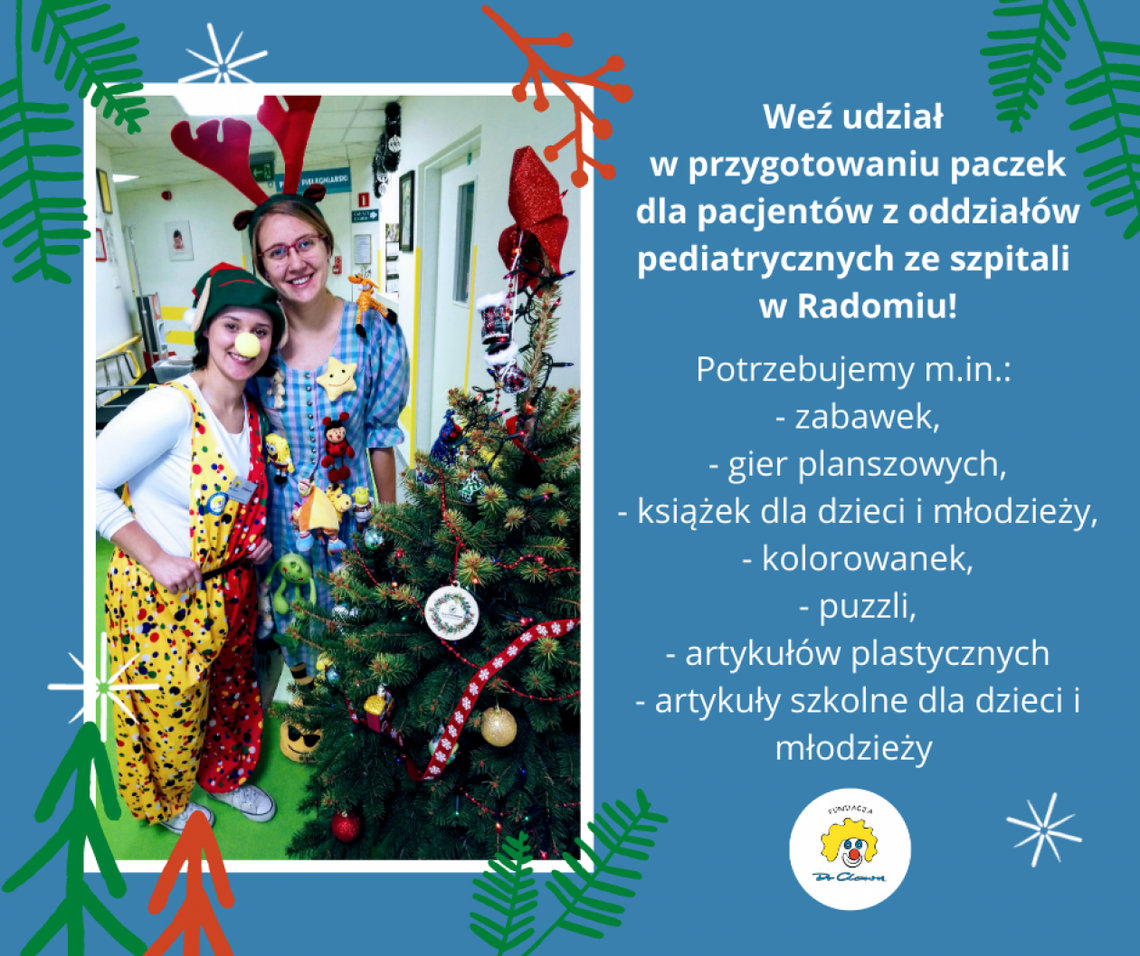 Dr Clown przygotuje paczki dla dzieci w szpitalach
